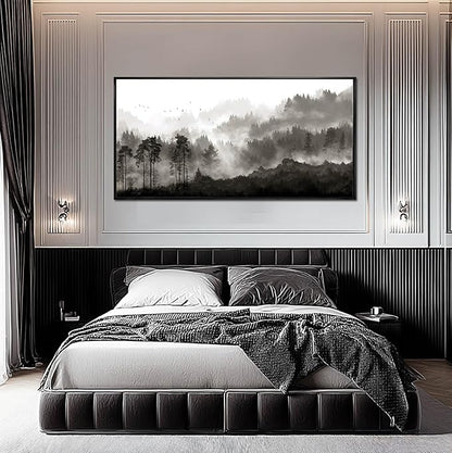 Black and White Framed Wall Art Tree Wall Decor Contemporary Photo Prints 29"x58" Kitchen Artwork Home Decorations for Living Room