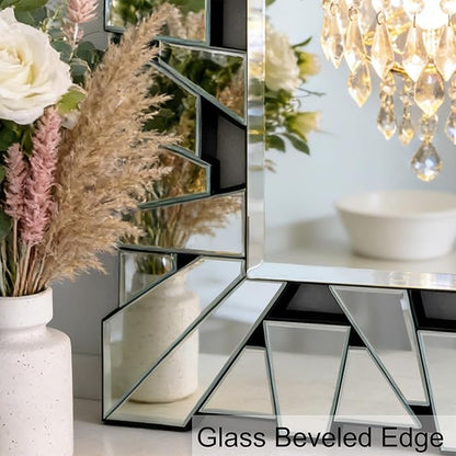Rectangular Decorative Mirror with Glass Beveled Edge for Living Room Decor, 40" x 28" Modern Large Wall Mirror for Bathroom, Horizontal/Vertical Hanging, Unique