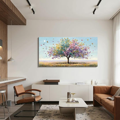 SERIMINO Large Wall Art, Tree of Life Wall Art, Modern Art Wall Decor, Landscape Tree Painting Canvas Prints, Colorful Pictures for Living Room Bedroom Hallway Office House Decorations 24"x48"