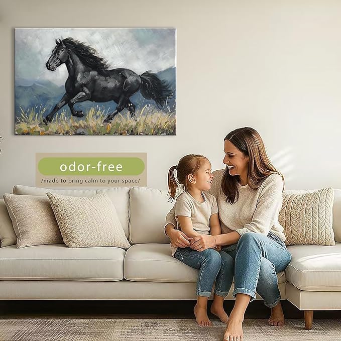 DRLWGTY Farmhouse Rustic Horse Canvas Wall Art, Rustic Animal Picture Prints, Vintage Wall Decor for Living Room Bedroom Kitchen Bathroom Office