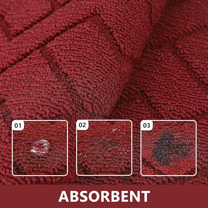 hicorfe Kitchen Runner Rugs and Mats Sets,2 Pieces Absorbent Non-Slip Kitchen Rug,Comfort Kitchen Mat for Floor,Washable for Kitchen,Hallway,Office,Sink,Laundry(20"x48"+20"x48",Red)