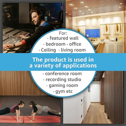 Art3d 6-Piece Wood Slat Acoustic Panels for Stylish Decor and Noise Reduction, 3D Textured Panel for Ceiling and Wall, Walnut
