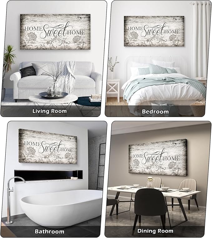YYYYHPP YP2698 Home Sweet Home Wall Art Sign Canvas Print Wall Art Rustic Art for Living Room Bedroom and Office Home Kitchen Family Wall Decor