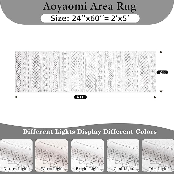 Runner Rug 2x5 Boho Geometric Area Rugs: Small Washable Kitchen Rug, Soft Non Slip Moroccan Long Hallway Rugs for Bedroom Bathroom Laundry Entryway Staircase Foyer(Dark Grey,2X5)