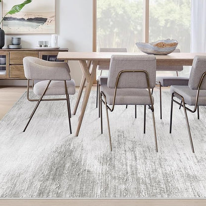 Area Rugs 9x12 Living Room: Washable Rug Modern Abstract Large Rugs Soft Non Slip Neutral Rug Stain Resistant Indoor Carpet for Bedroom Kitchen Dining Room Home Office Rugs(Grey,9'x12')