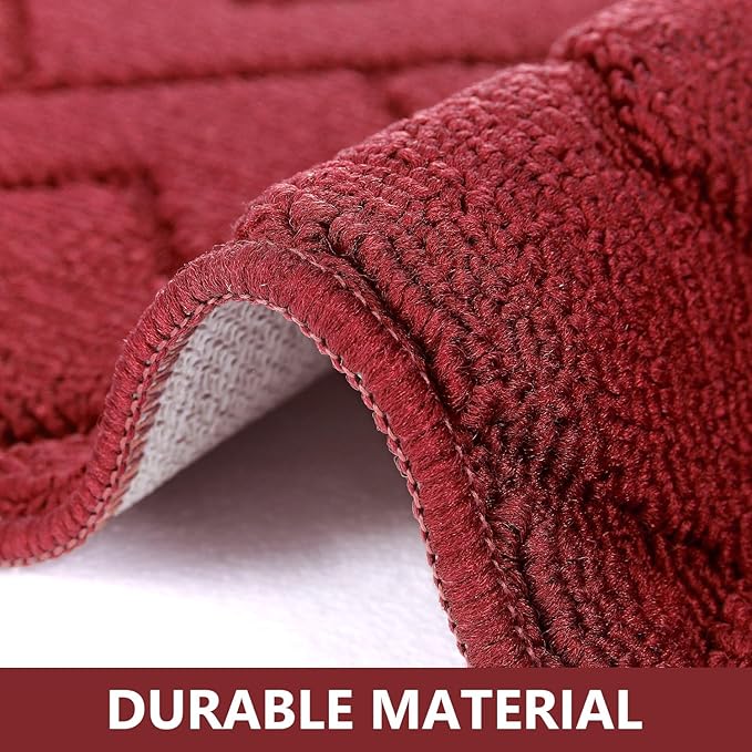 hicorfe Kitchen Runner Rugs and Mats Sets,2 Pieces Absorbent Non-Slip Kitchen Rug,Comfort Kitchen Mat for Floor,Washable for Kitchen,Hallway,Office,Sink,Laundry(20"x48"+20"x48",Red)
