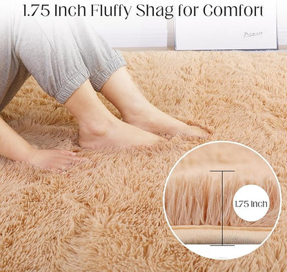 Puremy Luxury Area Rug, 6x9 Rugs for Living Room, Ultra Soft Rugs for Bedroom, Non-Slip Indoor Carpet for Nursery, Kids Room, Playroom, Home Decor, Camel