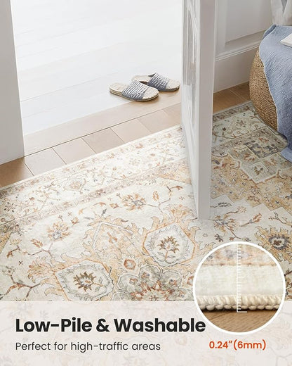 AMADA HOMEFURNISHING 2x3 Washable Area Rug, Low-Profile Entryway Rug with Non-Slip Backing & Durable Edge Binding, Vintage Rug Pattern, Small Rugs for Entryway, Kitchen & Living Room