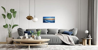 TutuBeer 1 Panel Beach Pictures Wall Art Beach Canvas Wall Art Blue Ocean at Sunrise Picture Print on Canvas Sea Artwork for Walls Seascape Pictures for Home Decor Ready to Hang 8x16inch
