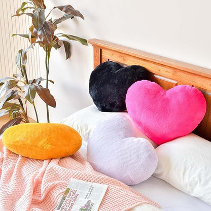 XVTRU Lavender Heart Pillows, Cute Heart Decorative Pillow, Heart Shaped Throw Pillows for Bed, Faux Rabbit Fur Plush Hoom Decor Pillow Cushion for Chair Sofa Living Room (Mini 12.9" x 9.8")