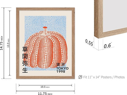 Poster Master Pumpkin Forever Print - Vintage Infinity Dots Poster - Tokyo Art - Chic Gift for Men, Women - Perfect Decor for Living Room, Bedroom, Office - 11x14 Beige Framed