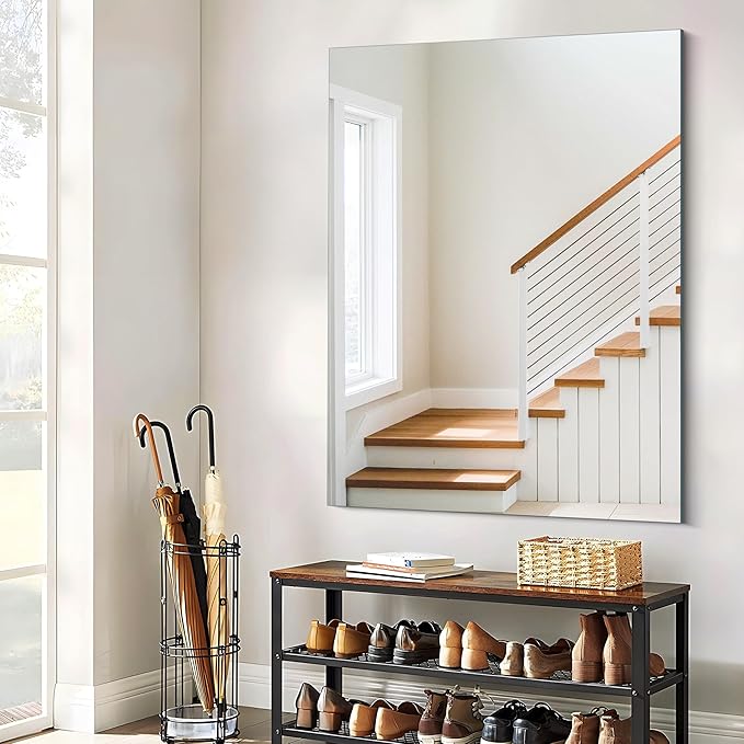 CILIBER Frameless Mirror, 36x48 Mirrors for Wall, Large Bathroom Mirror for Over Sink, Rectangle Frameless Vanity Mirror with Polished Edge, 3mm Tempered Glass, Hangs Horizontally or Vertically