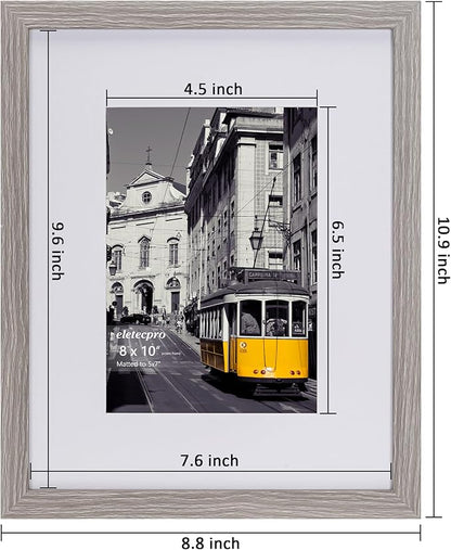 eletecpro 8x10 Picture Frames Set of 5, Picture Frame Collage Wall Decor Display 5x7 Photo with Mat or 8x10 without Mat, Home Decor Gallery Frame for Table Top or Wall Mounting, Beige