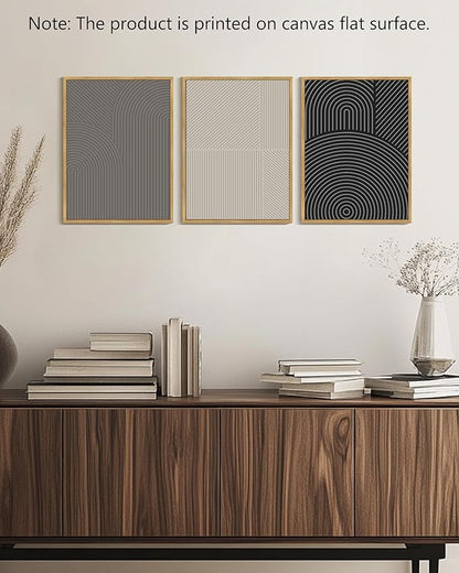 Drsoum Minimalist Abstract Wall Art Framed Modern Boho Neutral Line Wall Decor Mid Century Geometric Artwork Bedroom Living Room 12x16in Natural Framed