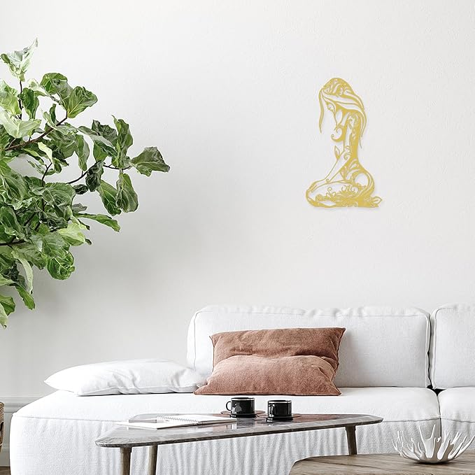 Xedatric Modern Abstract Metal Wall Art-Minimalist Line Sculpture for Bedroom,Living Room,Bathroom-Unique Metal Wall Decor for Home & Office(Gold)