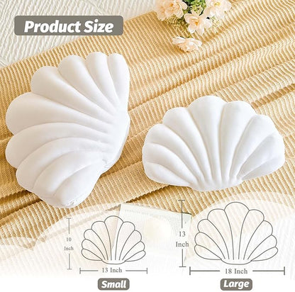 Lfsaaj White Seashell Throw Pillows, Shell Shaped Throw Pillows, 18 Inch Soft Velvet Home Decorative Pillow Plush Cushion for Bed Couch Living Sofa Room Decor Accent Throw Pillow