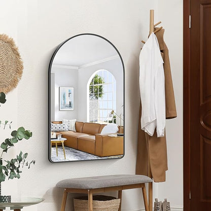 FORBATH Large Arched Wall Mirror 40x24 Inch, Black Arch Bathroom Mirror with Aluminum Frame, Arched Mirror for Dresser, Fireplace,Entryway,Home Decor,Hanging or Leaning Against Wall