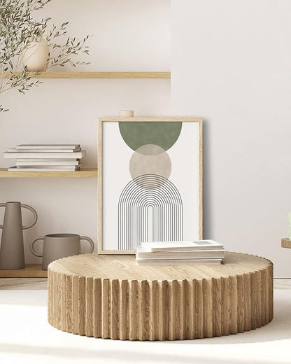 HesenDot Unframed Boho Sage Green Canvas Prints,12x16in Botanical Line Wall Art,Set of 3 Abstract Geometric Posters Decor,Minimalist Modern Green Artwork for Living Room Bedroom Bathroom Office Home