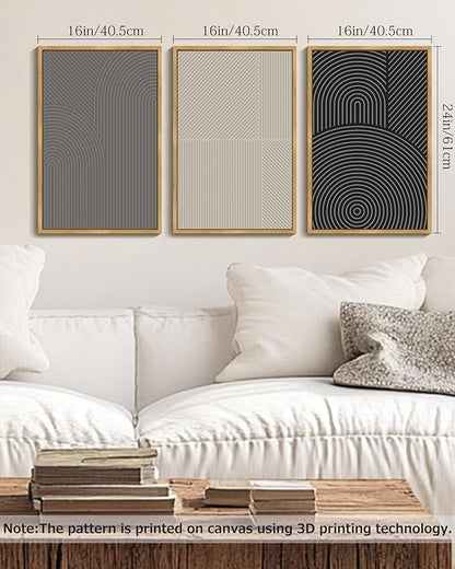 Drsoum Minimalist Abstract Wall Art Framed Modern Boho Neutral Line Wall Decor Mid Century Geometric Artwork Bedroom Living Room 16x24in Natural Framed