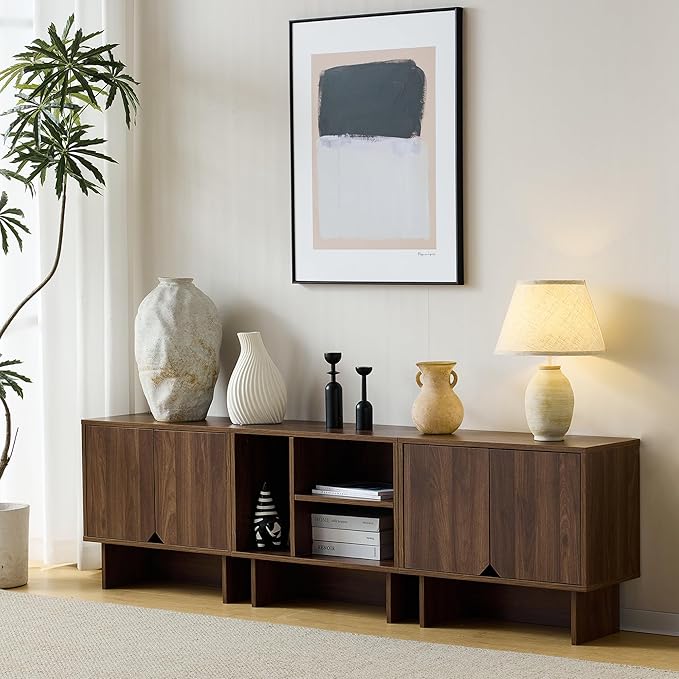 Modular TV Stand for 70-Inch TV,Also Used as Storage Sideboards,Bookcase,3pcs End Table,Nightstand,Buffet Cabinets with Adjustable Shelf,Coffee Table for Living Room,Dining Room,Bedroom, Walnut