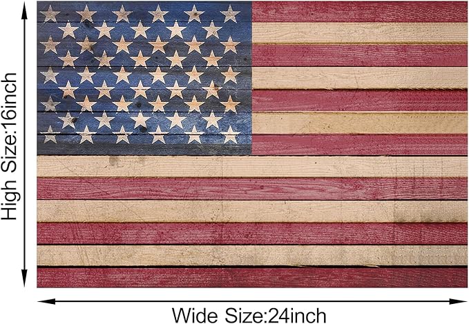 Berlun American Flag Wall Decor - Vintage Patriotic USA Flag Canvas Wall Art for Indoor Rustic Farmhouse Home Decor, 4th of July Independence Day Decoration, for Veterans Day AL-12 ﻿