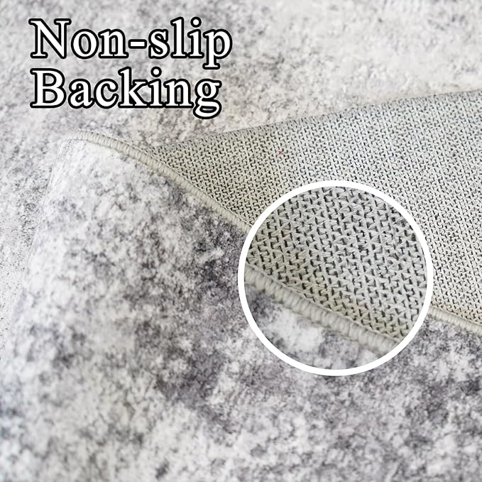 RUUGME Washable 10x12 Area Rug - Large Abstract Rugs for Living Room Low Pile Stain Resistant Indoor Carpet for Bedroom Dining Room Non Slip Rubber Backing Ultra Thin Soft Floor Decor Mat 10x12 Grey