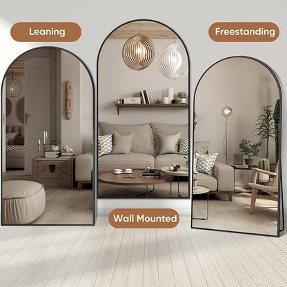 Full Length Mirror, 81"x41" Oversized Arched Mirror Large Standing Mirrors, Tall Mirrors Body Floor Mirror for Bedroom Living Room Aluminum Frame, Black