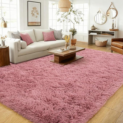 8x10 Area Rugs for Living Room Bedroom, Ultra Soft Fluffy Pink Large Rug Carpet for Bedroom, Upgrade Non-Slip Fuzzy Shag Plush Rugs for Nursery Boys Girls Kids Room Modern Indoor Home Decor
