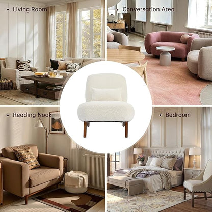 Morden Fort 2 Piece Boucle Sofa Set, Modern Upholstered Couches Sofas Set Durable Comfy Boucle Pet-Friendly, Armless Chair & 3-Seater Sofa Sets for Living Room Bedroom Apartment, Beige