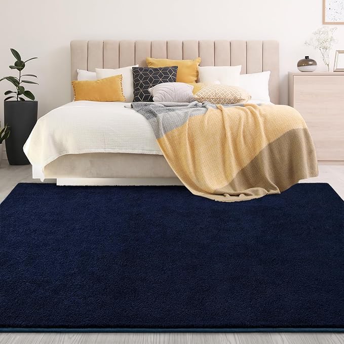 Gifeas Large Ultra Soft Modern Area Rugs for Living Room Bedroom, 6x9 Feet Navy Blue Thickened Memory Foam Indoor Solid Minimalist Carpets, Non-Slip Comfy Rug for Boys Girls Nursery Room Home Decor
