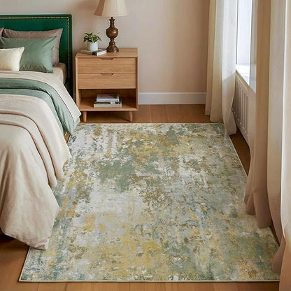 Entryway Rug 3x5 Green Door Mat Indoor Entrance 36x60, Washable Small Throw Rugs for Kitchen Floor, Entry, Front Door, Bedroom Bedside, Non-Slip Low Pile Stain & Fade Resistant, Sage Green