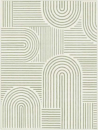 Lahome Abstract 9x12 Area Rugs for Living Room Bedroom, Soft Washable Rugs 9x12, Ultra-Thin Non-Slip Modern Dining Room Rug Non-Shedding Accent Carpet for Office Darrell, Green
