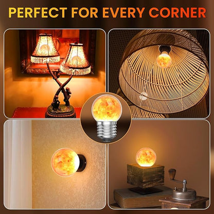 Lustaled 3W LED Salt Lamp Light Bulbs E26 LED Bulb 2200K Warm Amber Light Bulbs, G45 Himalayan Salt Light Bulb, Non-dimmable Night Light Bulbs for Mood Decorative Lighting,Living Room,Bedroom -2pack
