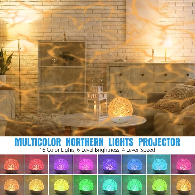 Tujoe 4 Pcs Ocean Wave Projector Night Light with Remote 16 Colors Water Light Projector USB Ocean Wave Lamp Outdoor Water Effect Night Lamp for Halloween Wedding Party Landscape Wall Tree Decoration