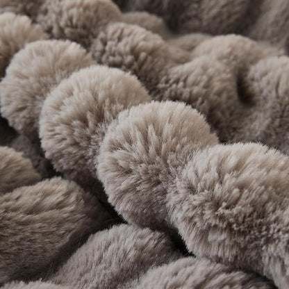 COOVA Faux Fur Throw Blanket for Couch, Cozy Soft and Fuzzy Plush Rabbit Fur Bubble Blanket for Sofa Bedroom Living Room, 50x60 Inches Grey