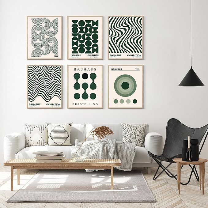Habseligkeit Green Wall Art Prints, Absteact Room Decor, Posters for Girls Room Aesthtic, Girls Dorm Wall Decor Set of 6, 8x10 in