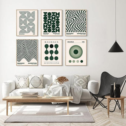 Habseligkeit Green Wall Art Prints, Absteact Room Decor, Posters for Girls Room Aesthtic, Girls Dorm Wall Decor Set of 6, 8x10 in