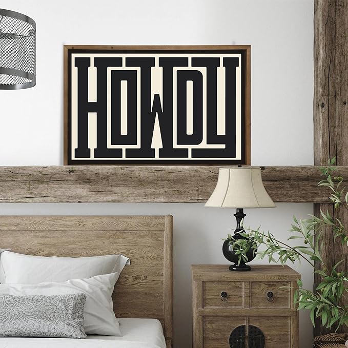 Howdy Wall Art, 23.6x15.7 Inchs Wooden Howdy Sign Western Cowboy Wall Decor, Southwestern Living Room Bedroom Bathroom Home Decorations