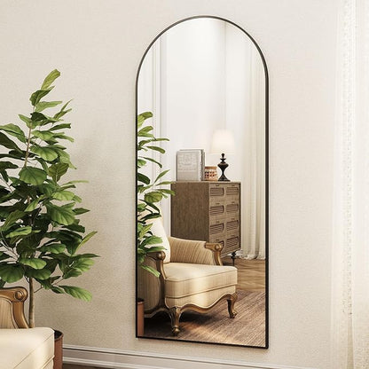 Easly Arched Full Length Mirror - 68" x 24" Large Floor Mirror Aluminum Frame Dressing Mirror with Stand for Bedroom/Living Room Wall Mounted