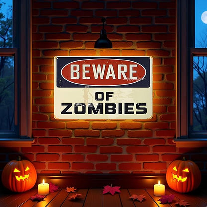 Warning Beware of Zombies Funny Tin Sign Bar Pub Garage Diner Cafe Home Wall Decor Home Decor Art Plaque Retro Vintage