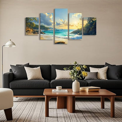 Landscape Coastal Wall Art for Living Room Beach Canvas Wall Art Prints Artwork for Walls Nature Ocean Scenery Wall Paintings Wall Poster Wall Decor for Bedroom Home Office Decor - 50"W x 24"H