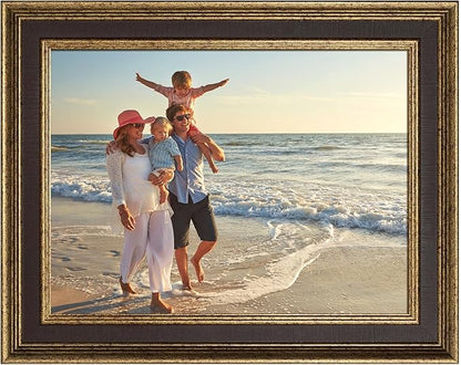 1.7" Wide Vintage Frame for 16x20 Rococo Abstract Paintings, Traditional Photo Frames for Art Lover Housewarming Birthday Wedding Grandparents Teacher Gift, No Cover & Back (Gold Brown)
