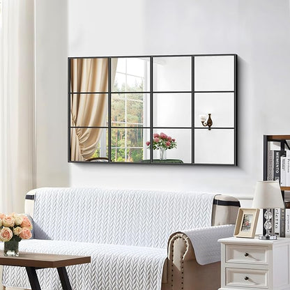 Rectangle Mirror, 30" x 48", Wall Mounted, Black Aluminum Framed, Modern Style for Bedroom, Living Room, Bathroom