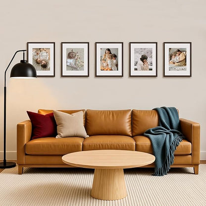 eletecpro 11x14 Picture Frames Set of 10, Picture Frames Collage Wall Decor Display 8x10 Photo With Mat or 11x14 without Mat, Home Decor Gallery Frame for Wall Mounting, Walnut Brown