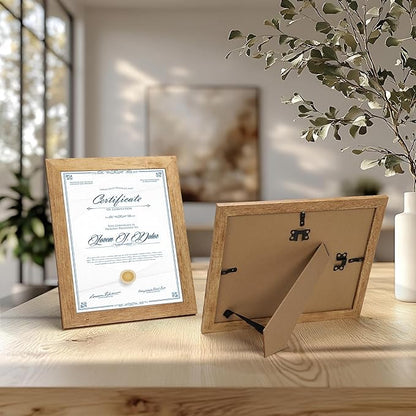 PETAFLOP Picture Frame 8.5x11 Rustic Certificate Frames Wall Tabletop Display Horizontally or Vertically, 7 Pack