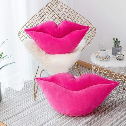 AELS 3D Large Lips Throw Pillows Smooth Soft Velvet Decorative Throw Pillows Love Pillows Cute Pillow Set of 2 for Couch Sofa Bed Living Room Bedroom, Vivid Pink