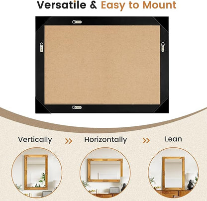 TRAHOME Vintage Gold Mirror for Wall, 28"x40" Antique Decorative Baroque Mirror with Imitation Metal Frame, Ornate Decorative Wall Mirror Decor for Entryway, Fireplace, Living Room, Hallway, Bathroom
