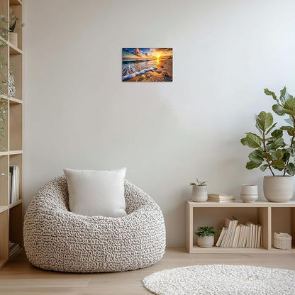 TutuBeer 1 Panel Beach Picture Beach Wall Art Blue Sea Sunset with Starfish Ocean Canvas Painting Sea Artwork for Walls Seascape the Pictures for Home Decor Wall Decor Ready to Hang 16x24inch