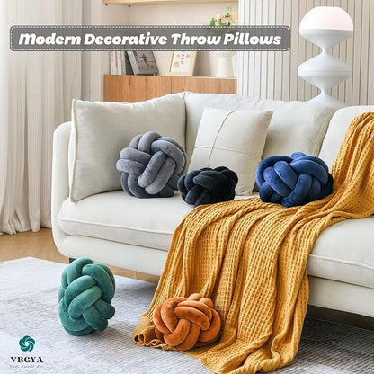 Knot Pillow Ball, Soft Decorative Throw Pillows Cushion, 11 Inch Round Plush Knotted Pillows Dark Gray Pillow, Modern Home Throw Knot Decorative Cushion for Bedroom, Sofa, Couch