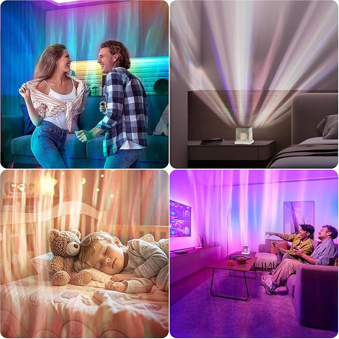 Deyagoo Northern Lights Projector, 16 Colors Rechargeable Aurora Light Projector & Mood Lighting Galaxy Lamp, Aurora Water Ripple Projector Light with Remote Control for Room Decorations,Cool Lights